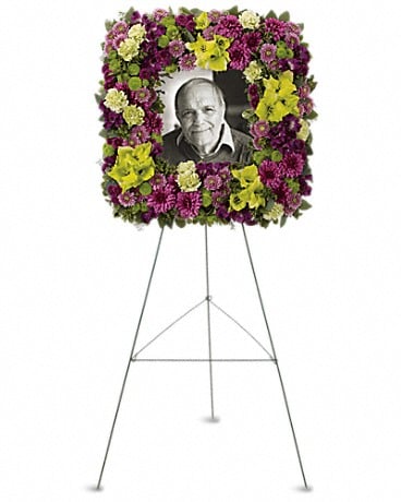 Mosaic of Memories Square Easel Wreath Sympathy Arrangement